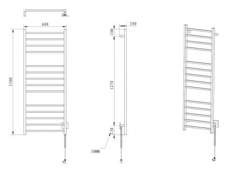 Przejdź do produktu ESKINADO elektryczna suszarka na ręczniki, kwadratova, 600x1500 mm, 130 W, czarny