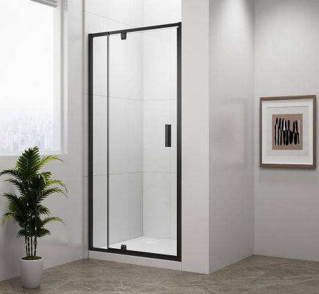Przejdź do produktu EASY BLACK drzwi prysznicowe obrotowe 760-900mm, szkło czyste