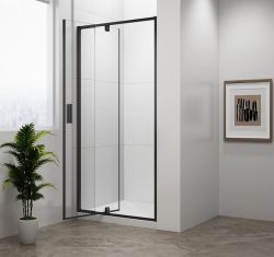 EASY BLACK drzwi prysznicowe obrotowe 760-900mm, szkło czyste