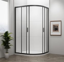 EASY BLACK kabina prysznicowa półokrągła 1000x800mm, L/R, szkło czyste