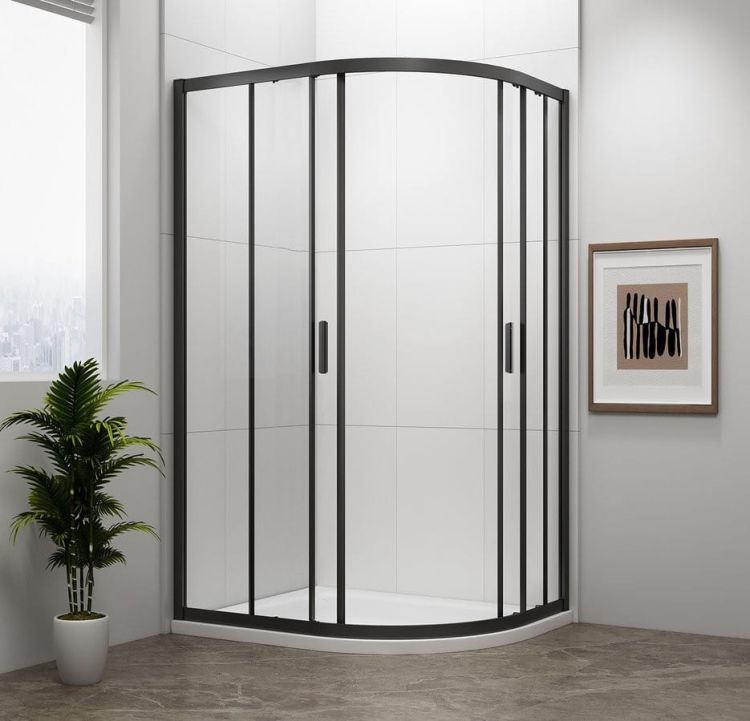EASY BLACK kabina prysznicowa półokrągła 1000x800mm, L/R, szkło czyste