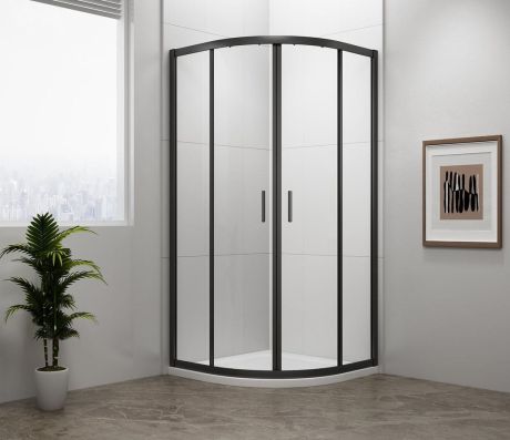 Przejdź do produktu EASY BLACK kabina prysznicowa półokrągła 900x900mm, L/R, szkło czyste