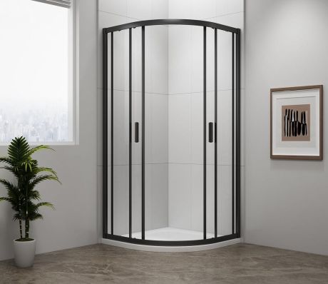 Przejdź do produktu EASY BLACK kabina prysznicowa półokrągła 900x900mm, L/R, szkło czyste