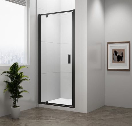 Przejdź do produktu EASY BLACK drzwi prysznicowe obrotowe 880-1020mm, szkło czyste