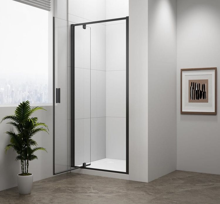 EASY BLACK drzwi prysznicowe obrotowe 880-1020mm, szkło czyste
