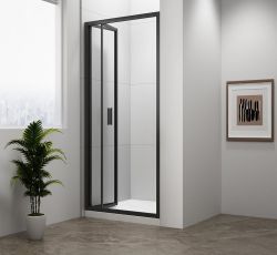 EASY BLACK drzwi prysznicowe składane 900mm, szkło czyste