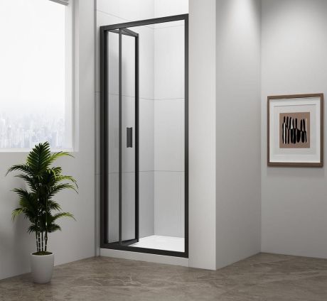Przejdź do produktu EASY BLACK drzwi prysznicowe składane 900mm, szkło czyste