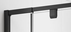 EASY BLACK drzwi prysznicowe obrotowe 760-900mm, szkło Brick