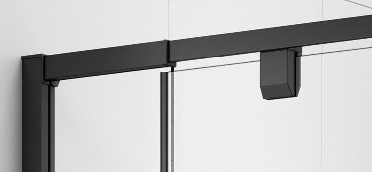 EASY BLACK drzwi prysznicowe obrotowe 760-900mm, szkło Brick