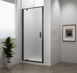 EASY BLACK drzwi prysznicowe obrotowe 880-1020mm, szkło brick