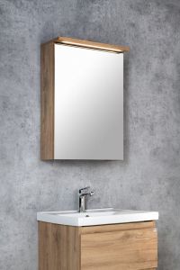 KAWA STRIP szafka z lustrem, oświetlenie LED 50x70x22cm, dąb emporio