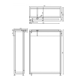 KAWA STRIP szafka z lustrem, oświetlenie LED 50x70x22cm, dąb emporio