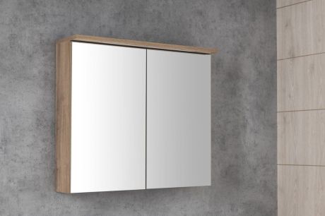 Przejdź do produktu KAWA STRIP szafka z lustrem, oświetlenie LED 80x70x22cm, dąb emporio