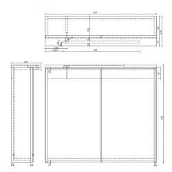 KAWA STRIP szafka z lustrem, oświetlenie LED 80x70x22cm, dąb emporio