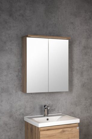 Przejdź do produktu KAWA STRIP szafka z lustrem, oświetlenie LED 60x70x22cm, dąb emporio