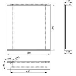 KORIN STRIP lustro z oświetleniem LED 60x70x12cm, dąb platin