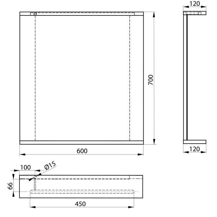 KORIN STRIP lustro z oświetleniem LED 60x70x12cm, dąb platin