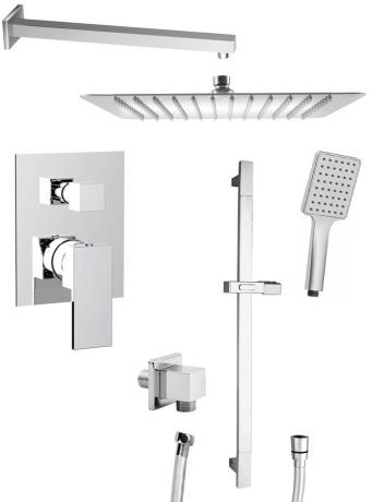 Przejdź do produktu CUBEMIX zestaw prysznicowy z baterią podtynkową, 2 wyjścia, przesuwny uchwyt prysznica, chrom