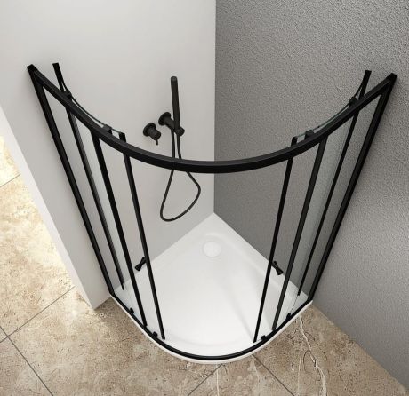 Przejdź do produktu ARLETA BLACK kwadratowa kabina prysznicowa 800x800mm, szkło czyste