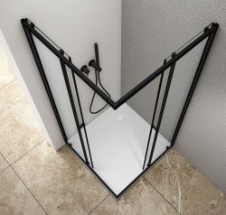 AGGA BLACK kabina prysznicowa narożna 900x900mm, szkło czyste