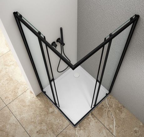 Przejdź do produktu AGGA BLACK kabina prysznicowa 900x900mm, szkło czyste