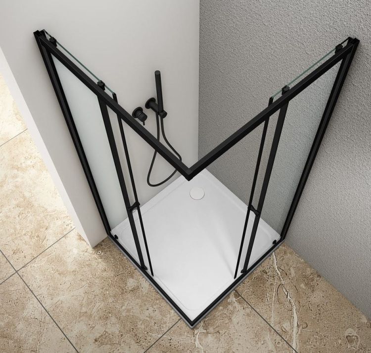 AGGA BLACK kabina prysznicowa narożna 900x900mm, szkło czyste