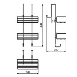 CHROM LINE druciana półka prysznicowa 240x490x220 mm, chrom