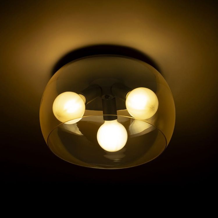 AMANDA sufitowa czarna matowa szkło bursztynowe 230V LED E27 3x15W