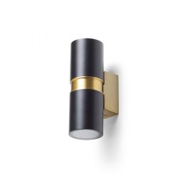 MANO ścienna czarna/mosiądz szczotkowana 230V LED GU10 2x8W IP54