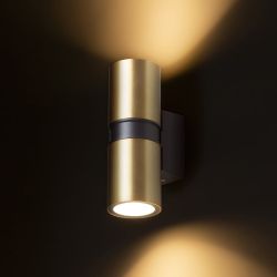 MANO ścienna mosiądz szczotkowana/czarna 230V LED GU10 2x8W IP54