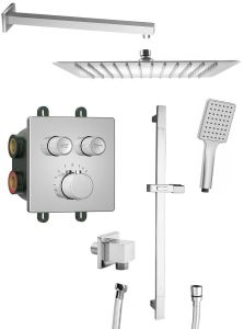 SMART SELECT zestaw prysznicowy podtynkowy z baterią termostatyczną, 2 wyjścia, przesuwny uchwyt prysznicowy, chrom