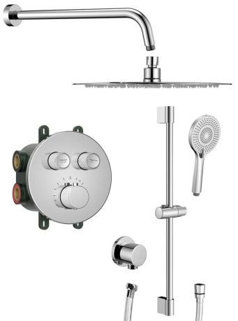 Przejdź do produktu SMART SELECT zestaw prysznicowy podtynkowy z baterią termostatyczną, 2 wyjścia, przesuwny uchwyt prysznicowy, chrom