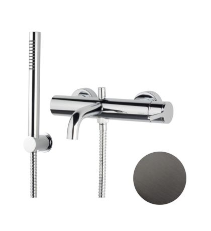 Przejdź do produktu Bateria wannowa ścienna ze słuchawką prysznicową Emmevi Filo 85001BCNS Gunmetal grafit szczotkowany