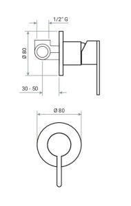 Bateria prysznicowa podtynkowa Emmevi Filo 85009PI