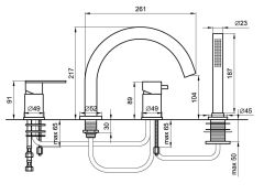 Bateria na wannę 4-otworowa ze słuchawką prysznicową Emmevi Filo 85120