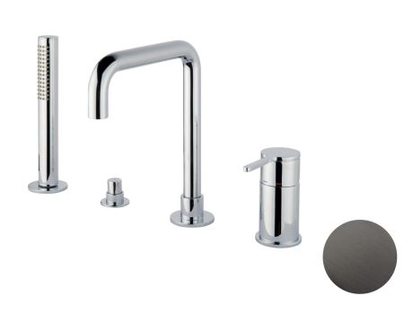Przejdź do produktu Bateria na wannę 4-otworowa ze słuchawką prysznicową Emmevi Filo 85120CNS Gunmetal grafit szczotkowany