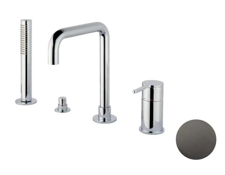 Bateria na wannę 4-otworowa ze słuchawką prysznicową Emmevi Filo 85120CNS Gunmetal grafit szczotkowany