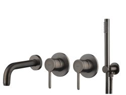 Bateria wannowa podtynkowa ze słuchawką prysznicową Emmevi Filo FIL010ZWWCNS Gunmetal grafit szczotkowany