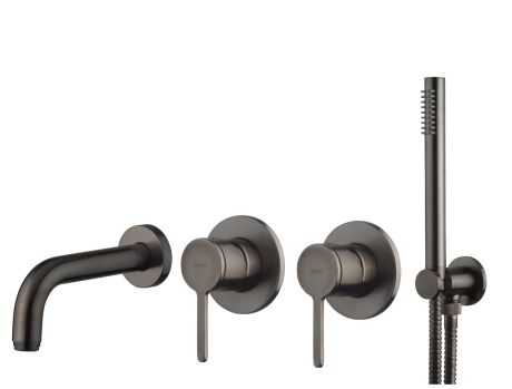 Przejdź do produktu Bateria wannowa podtynkowa ze słuchawką prysznicową Emmevi Filo FIL010ZWWCNS Gunmetal grafit szczotkowany