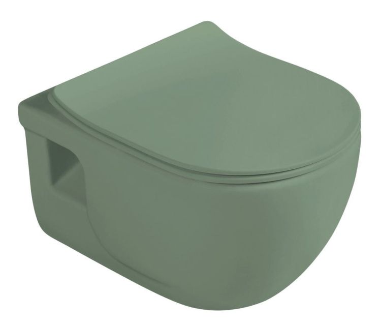 BRILLA WC wiszące, Rimless, 36,5x53cm, zielona mat