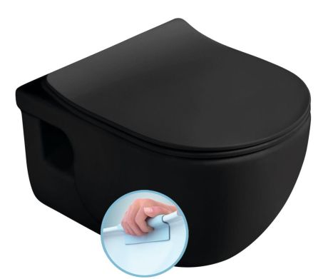Przejdź do produktu BRILLA WC wiszące, Rimless, 36,5x53cm, czarny mat