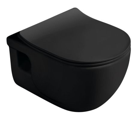 Przejdź do produktu BRILLA WC wiszące, Rimless, 36,5x53cm, czarny mat