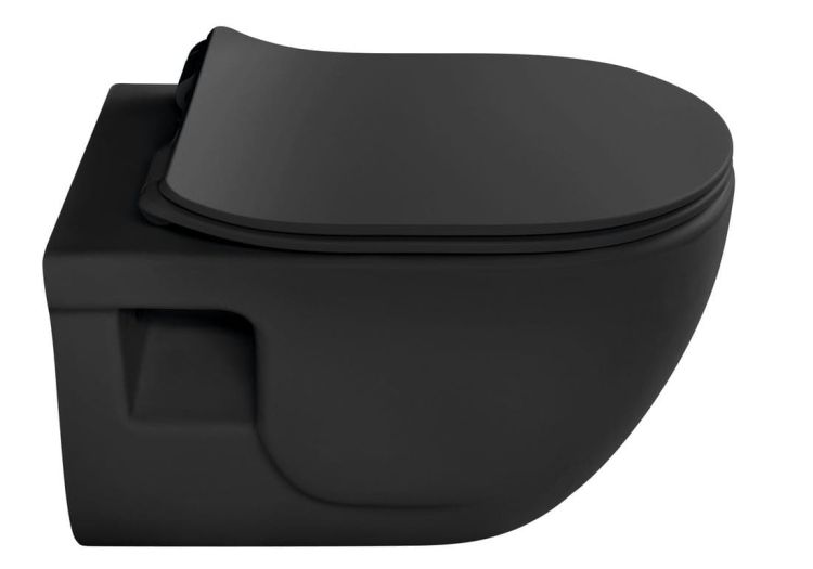BRILLA WC wiszące, Rimless, 36,5x53cm, czarny mat