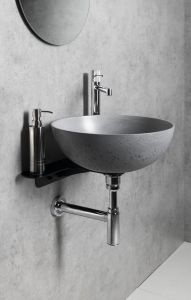 FORMIGO umywalka betonowa nablatowa, średnica 39cm, szary