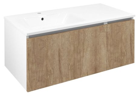 Przejdź do produktu LOREA szafka umywalkowa 100x46x51,5cm (70+30cm), lewa, dąb Alabama/biały mat