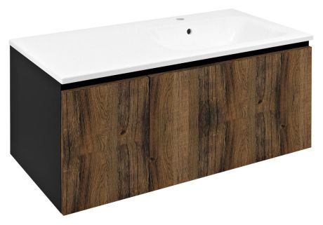Przejdź do produktu LOREA szafka umywalkowa 100x46x51,5cm (30+70cm), prawa, dąb collingwood/czarny mat