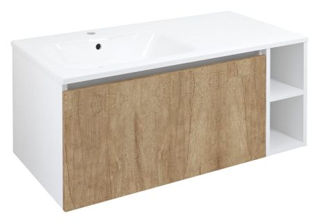 Przejdź do produktu LOREA szafka umywalkowa 100x46x51,5cm (80+20cm), lewa, dąb Alabama/biały mat