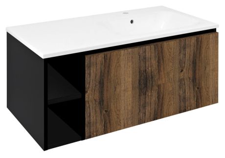 Przejdź do produktu LOREA szafka umywalkowa 100x46x51,5cm (20+80cm), prawa, dąb collingwood/czarny mat