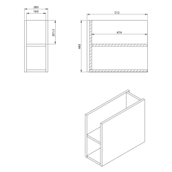 LOREA szafka z umywalką 101x46x51,5cm (20+80 cm), prawa, dąb collingwood/czarny mat