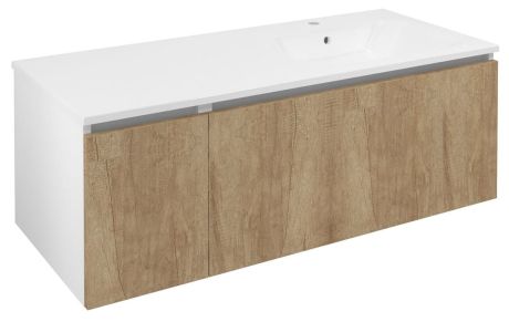 Przejdź do produktu LOREA szafka umywalkowa 120x46x51,5cm (30+90cm), prawa, dąb Alabama/biały mat